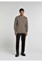Regular Fit Mid Waist Straight Leg Men's Brown Trousers