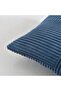 2-piece rustic bohemian decorative cushion covers, soft cross-corduroy square pillowcases for sofas (50x50 cm, denim blue) - 3