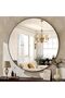Large round black metal mirror – Modern rustic design – Sturdy frame, ideal for bathroom, living room, entryway, bedroom – Home and farmhouse style decor – 90CM