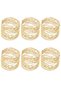 A set of 6 handmade round napkin rings, suitable for everyday meals and parties, in gold.