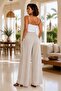 Linen Blend Elastic Waist Casual Women's Palazzo Trousers with Side Pockets - 2