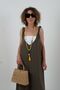 Khaki Tencel Casual Jumpsuit - 2