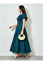Blue Bow Detail A-Line Midi Dress - 4