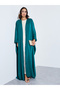 Green Solid Batwing Sleeves Open Front Abaya