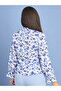 Frill Cuff Long Sleeves Floral Print Blouse with Tie-Up Neck - 5