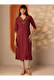 Red Embellished Rayon Straight Kurta - 2