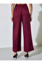 Burgundy Solid Wide Leg Pants - 4