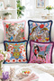 Floral Patterned 4-Piece Fringed-Tasseled Throw Pillow Cover Set with Tiger, Leopard, Greyhound and Horse Figures