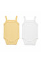 Baby Girl 2-Piece Crochet Bodysuit Set with Rope Straps, 100% Cotton, Openwork Rib and Plain Rib
