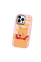 iPhone 14 Pro Compatible Case Camera Protector Pink Silicone Couple Phone Case with Bear Pattern - 3