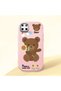 Realme C25Y Compatible Case Camera Protector Pink Silicone Couple Phone Case with Bear Pattern