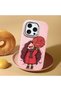 iPhone 16 Pro Max Compatible Case with Camera Protection Pink Silicone Couple Phone Case with Girl Pattern - 2