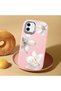 iPhone 11 Compatible Case with Camera Protection Pink Silicone Couple Phone Case with Floral Pattern - 2