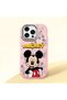 iPhone 15 Pro Max Compatible Case with Camera Protection Pink Silicone Couple Phone Case with Character Pattern