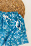 Dinosaur Printed Boys' Swim Shorts - Blue - 4