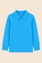 Children's Unisex Blue Long Sleeve Polo Collar T-Shirt 100% Cotton Lakos Fabric - 3