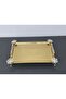 Figured, Metal Handle, Stainless Steel Rectangular Tray Luxury Presentation Tray North Gold-Silver - 4