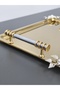 Figured, Metal-Handled, Stainless Steel Rectangular Tray Luxury Presentation Tray Light Gold-Silver - 2