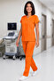 Women's V-Neck Bat Sleeve Turquoise, Mustard, Orange, Brick, Bitter Green Cotton Linda Scrubs Set - 7