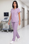 Women's V-Neck Bat Sleeve Lilac, Light Plum, Plum, Green, Petrol Green Belinda Fabric Scrubs Set - 7