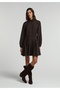 Regular Fit Printed Women's Brown Long Sleeve Dress