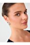 Silver Color Baguette Stone Detailed Hoop Earrings - 3
