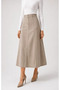High Waist Midi Skirt with Long Side Seam - Mink - 4