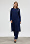 Stone Embellished Plus Size Suit - Indigo - 3
