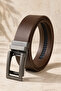 Genuine Buffalo Leather Men's Belt with Automatic Buckle and No Holes - Light Brown - 2