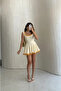 Yellow Short Dress with Shorts - 1092 - 3