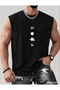 Moon Printed Men's Regular Fit Crew Neck Sports Sleeveless T-Shirt