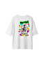 Retro Cat Meow Design Printed Men's Oversize T-Shirt - 2