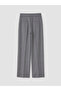 Gray Wide-Leg Pleated Women's Fabric Trousers - 3