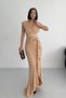 Women's Stoned Scuba Diving Fabric Double Breasted Collar Skirt Flounce Evening Dress Graduation Wedding Dress