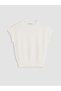 Alita City Lcw Vision Ecru Oval Neck Women's Knitwear Sweater with a Difference in Color - 5