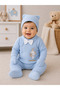 100% Cotton Newborn Baby Boy 5-Piece Hospital Discharge Set 100% Cotton Waffle Fabric Bow Tie Embroidered Blue Suit Size 56 (0-3 Months)