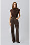 Acı Kahve Drape Detaylı Örme Bluz - 3