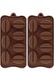 Silicone chocolate mold set (2 pieces), coffee bean shape, brown.