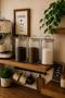 1700 ml Set of 3 Ribbed Glass Storage Jars with Glass Lids Transparent Glass Food Legumes Pasta Coffee Storage Container - 4