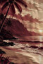 Vintage Burgundy Palm Tree Beach Towel with Beach Motif 70X150 - Digital Printed Fade-Resistant Bath Towel - 3
