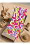 Psychedelic Pink Lime Abstract Wavy Pattern 70X150 Beach Towel - Digital Printed Bath Towel - 2