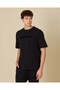 Men Black Peached Terry Relaxed Fit Lounge T-Shirt