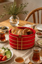 Shiny Gold Round Bread Basket, Bread Presentation Basket, Red Macrame Multi-Purpose Stainless Metal