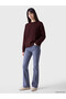 Burgundy Crew Neck Oversized Women's Knit Sweater - 2