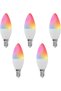 مصباح LED ذكي بتقنية واي فاي - 5 قطع بقوة 5 واط E14 قابل للتعتيم متعدد الألوان، يمكن التحكم به عبر تطبيق الهاتف