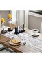 Table runner, 33 x 183 cm; white embroidered table runner with lace tassels, suitable for table decoration. - 4