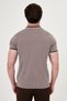 Straight Slim Fit Zippered Polo Collar Short Sleeve Men's T-Shirt Mink - 36893.26Y - 5