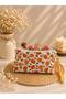 White Orange Patterned Zippered Makeup & Small Handbag 18X10 cm – Multi-Purpose Mini Bag