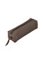 Real Leather Pencil Case, Handmade Zippered Case, Sand Color