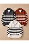 Men's 3-Pack Striped Knitwear Sweater Half Zipper Stand Collar Oversize Long Sleeve Winter Sweater